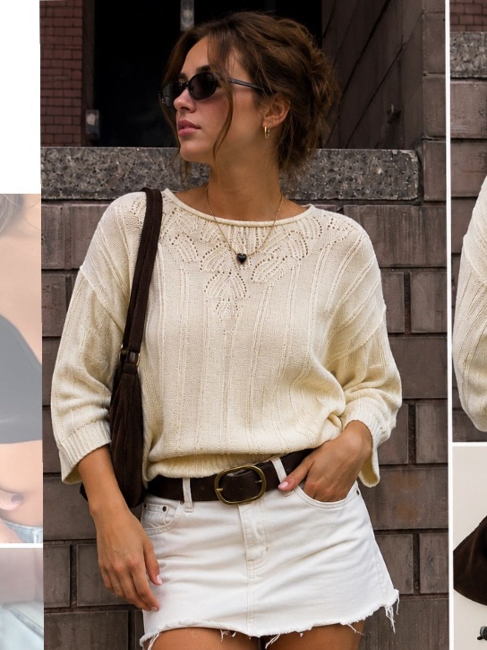 🎀Vintage🎀 1980s Eyelet Cream Scoop-Neck Knit Pullover Size Large